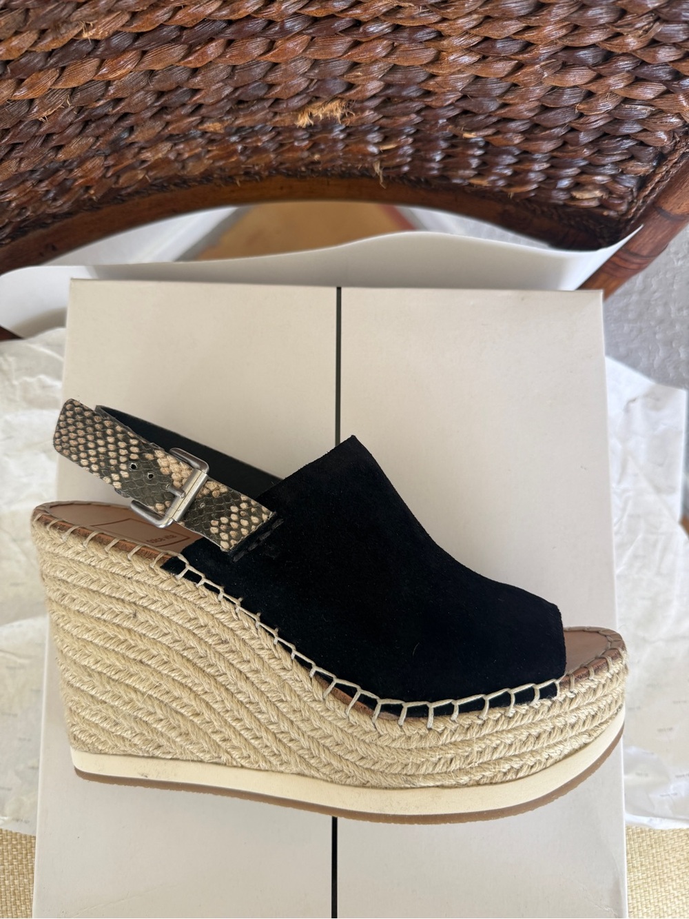 Dolce Vita Black Suede - Espadrille Wedge. Size 8 New in Box!